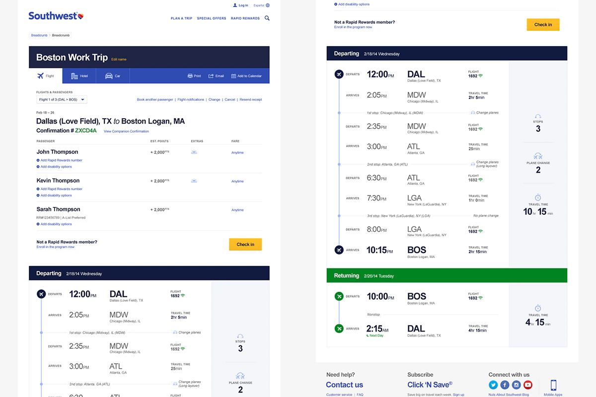 Southwest Airlines rebranding guideline and design system example.