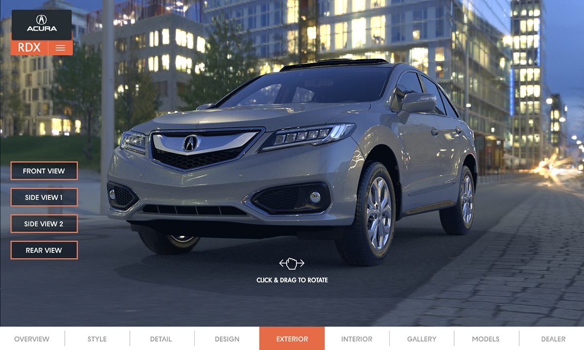 Acura RDX concept product storytelling screen.