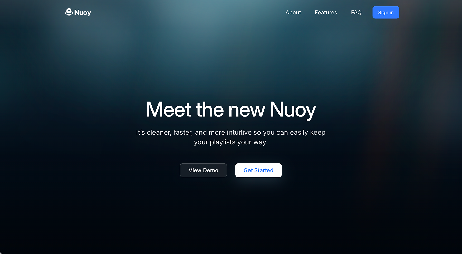 Nuoy landing page introducing the product.