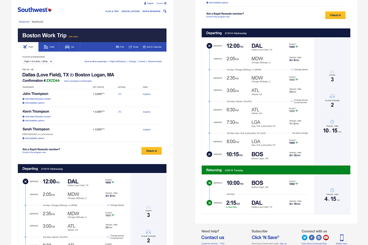 Southwest Airlines rebranding guideline and design system example.